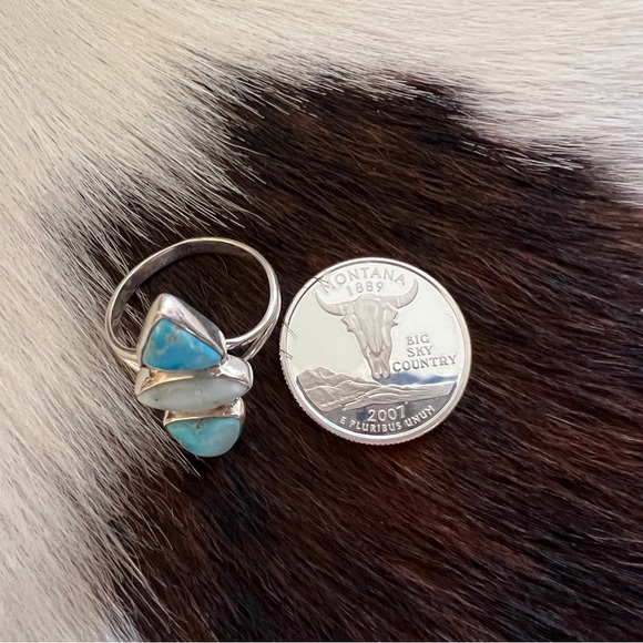 ❤️Bluebird & Paloma Turquoise Navajo Style Artisan 925 Southwestern Ring Sz 8.75 - Picture 9 of 16